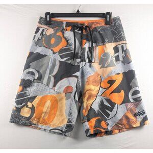 Nike 6.0 Board Shorts Boys Size 16 Orange Grey Black Graphic Print Swim Trunks